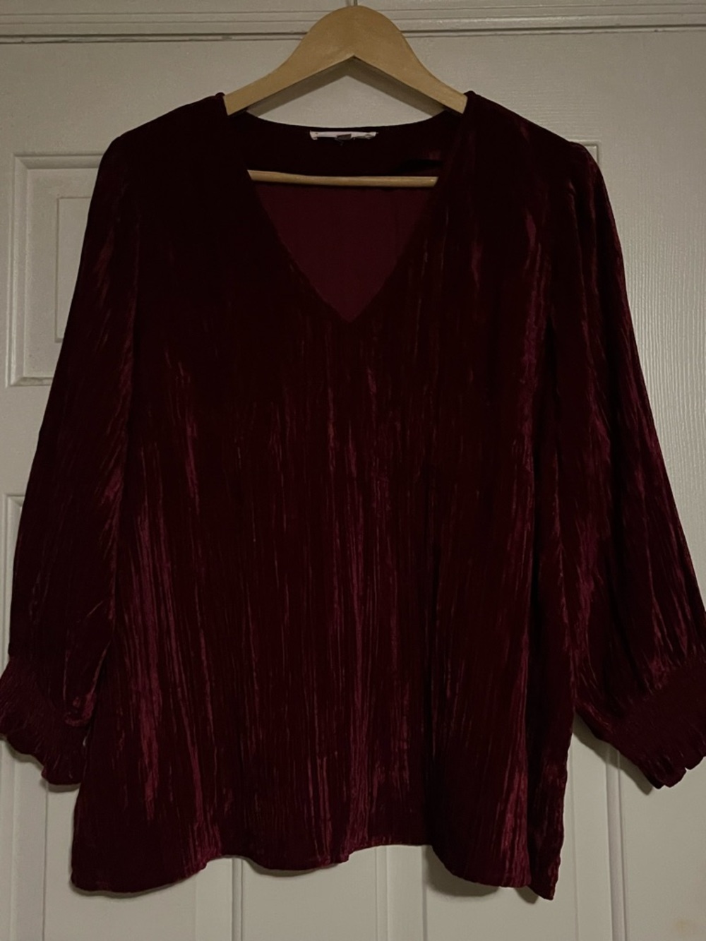 crushed velvet boho top with smocked cuffs